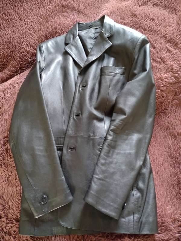 Men`s black leather jacket
