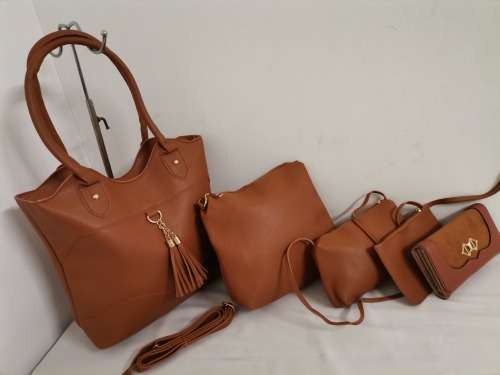Ladies stunning 5 pieces handbags brown
