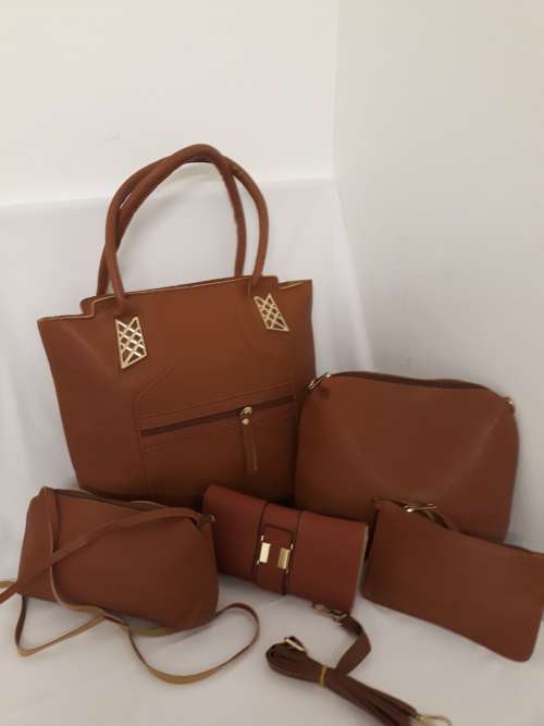 brown 5 piece handbag set