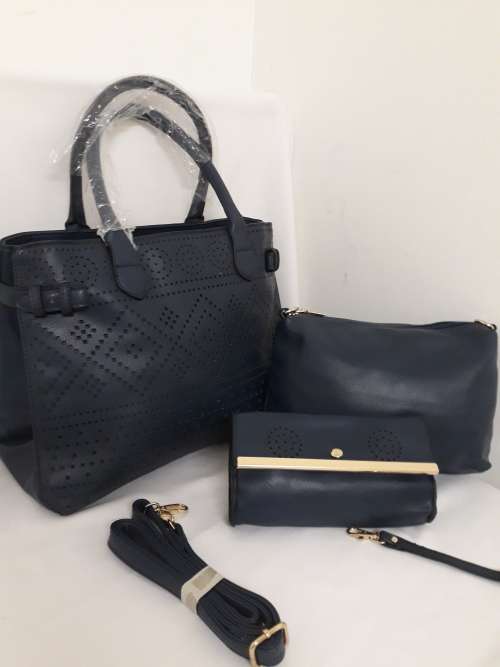 3 piece ladies handbag set navy