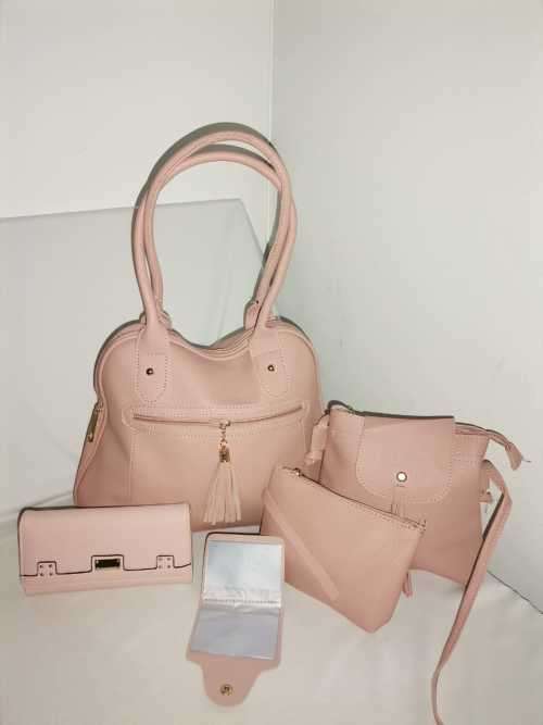 new ladies 5 piece handbags set light pink