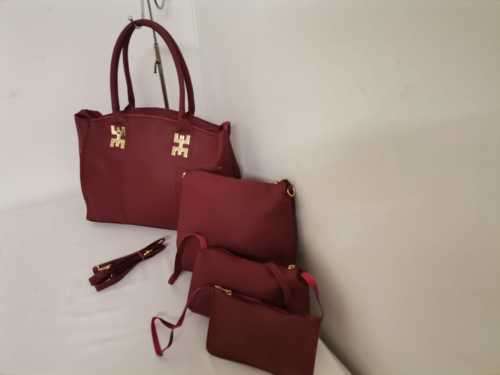 NEW STUNNING 4 PIECES HANDBAG SET MEROON