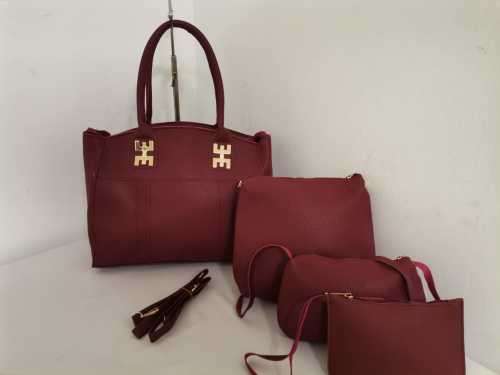 NEW STUNNING 4 PIECES HANDBAG SET MEROON