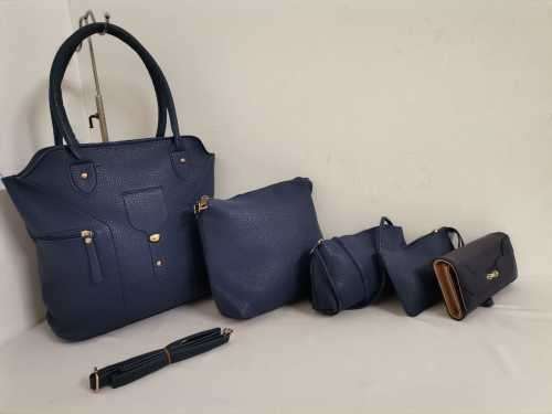 NEW STUNNING HANDBAGS 5 PIECE BLUE