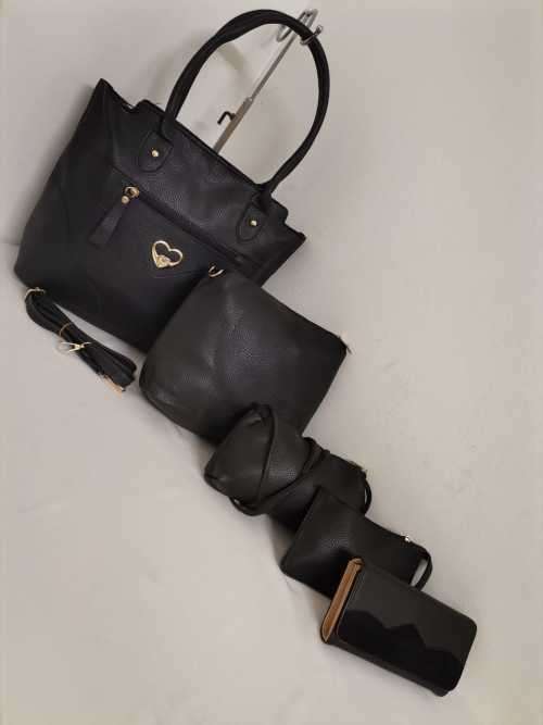 NEW STUNNING HANDBAGS 5 PIECE BLACK