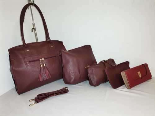 STUNNING NEW HANDBAGS 5 PIECES MEROON