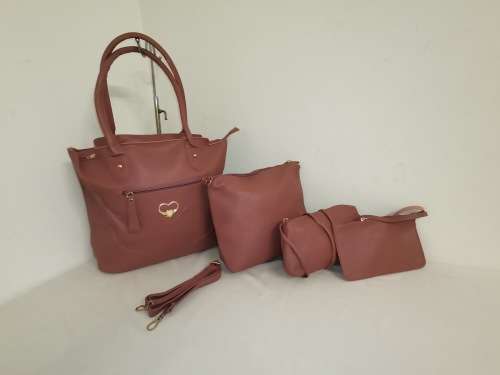 Ladies handbags 4 pieces pink