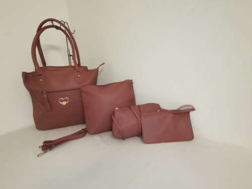 Ladies handbags 4 pieces pink