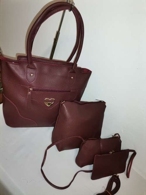 Ladies stunning  4 pieces bag sets meroon