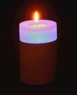 Cement pillar LED colour changing candle with tealight - Great for Valentines