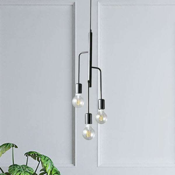 260cm long Black Metal 3-light pendant lights