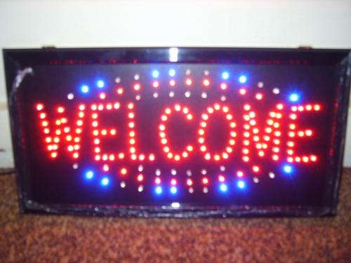 LED   "WELCOME"  Sign with Flashing Lights