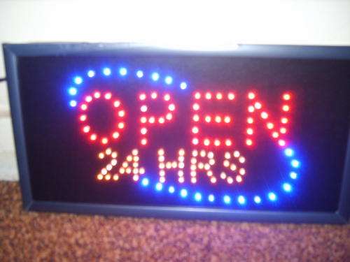LED "OPEN 24 HRS" with Flashing Lights