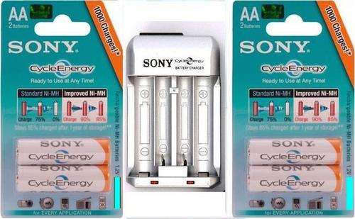 ***4 x 1.2V 4600 mAh AA SONY CYCLE ENERGY RE-CHARGEABLE BATTERIES with CHARGER***