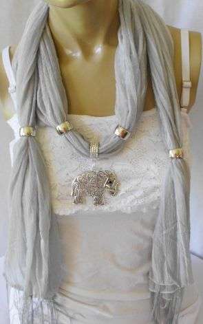 STUNNING GREY  SCARF  WITH  ELEPHANT