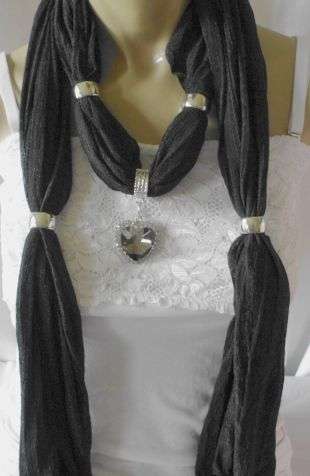 STUNNING BLACK SCARF WITH HEART
