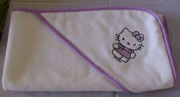 Baby hooded towel with Kitty  embroidery