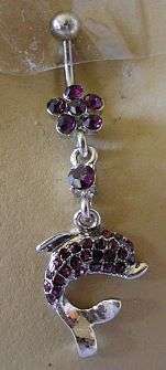 PRETTY AMETHYST COLOUR DOLPHIN BELLYRING