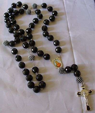 Catholic Rosary - Large Black Beads