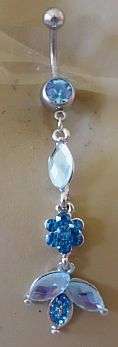 PRETTY BLUE FLOWER BELLYRING