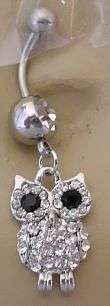 CUTE BLING OWL BELLYRING