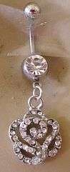 PRETTY DIAMANTE ROSE BELLYRING