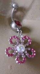 PRETTY MAGENTA FLOWER  BELLYRING