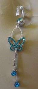 PRETTY TURQUOISE BUTTERFLY BELLYRING