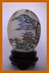 BEAUTIFUL ORIENTAL HAND PAINTED EGG ON STAND