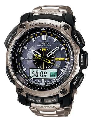VALUED AT R7000**TITANIUM* CASIO PROTREK 500T-7D**SOLAR**TRIPLE SENSOR**