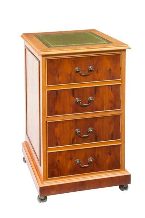 ***QUALITY*** Gordon Fraser Filing Cabinet in Yew Wood (Green leather inlay)