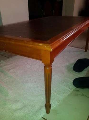 ** WIN ME ** Gordon Fraser Coffee Table in Yew wood with brown leather inlay