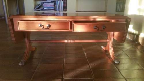 Gordon Fraser low occasional table in yew wood (flap-down sides)