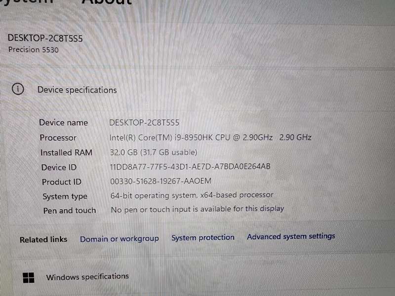 Dell Precision 5530 Core i9 workstation laptop