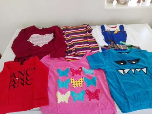 100 Brand New Kids Tees, Plain and Printed  T-Shirts, dresses, tights/leggings