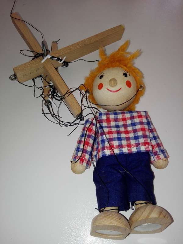 7 Pack Wooden Marionette Puppets Pull String Puppets