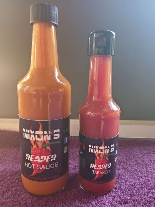Nixons reaper hot sauce and hot tabasco combo