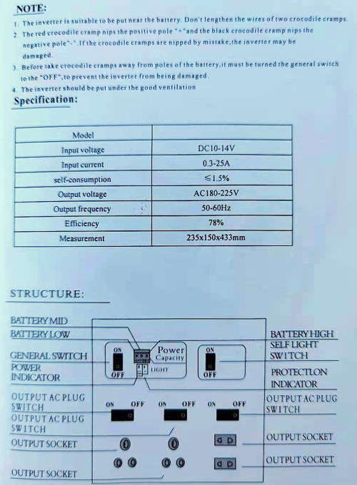 GOLDSTONE--660W DC TO AC INVERTER With Recharge Function