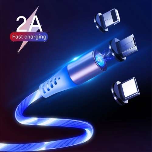 Magnetic 3 in 1 USB Cable Fast Charging For iPhone Micro USB Samsung Type-c Charging