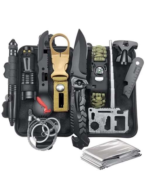 Outdoor Survival Kit Military Camping Tools Emergency SOS First Aid Tactical Knife Hiking Gear