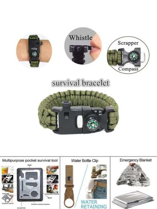 Outdoor Survival Kit Military Camping Tools Emergency SOS First Aid Tactical Knife Hiking Gear