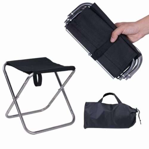 Outdoor Camping Folding Stool Stainless Steel Fishing Chair Portable Travel Beach Chair 1PC