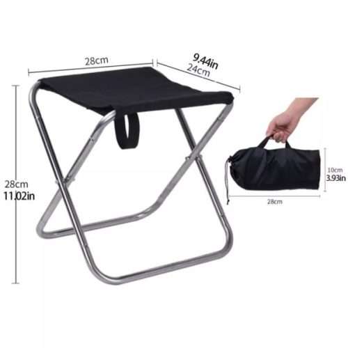 Outdoor Camping Folding Stool Stainless Steel Fishing Chair Portable Travel Beach Chair 1PC