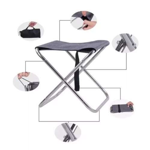 Outdoor Camping Folding Stool Stainless Steel Fishing Chair Portable Travel Beach Chair 1PC
