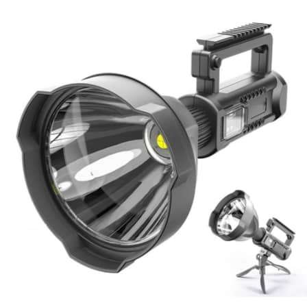 Rechargeable Strong LED Flashlight 4-Modes Outdoors Searchlight with Tripod