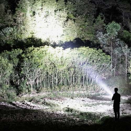 Rechargeable Strong LED Flashlight 4-Modes Outdoors Searchlight with Tripod