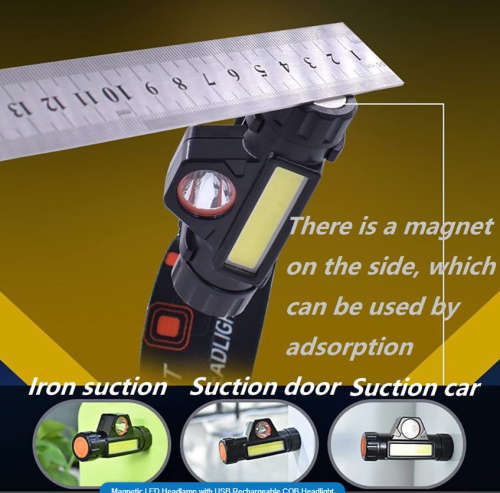 Magnetic LED Headlamp with USB Rechargeable COB Headlight