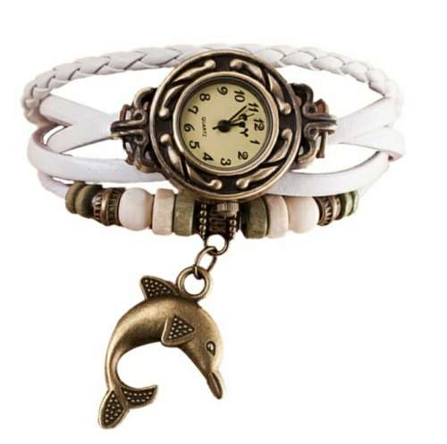 Weave around leather bracelet watch