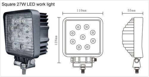 27W Square LED Spot light for Car and 4X4 users
