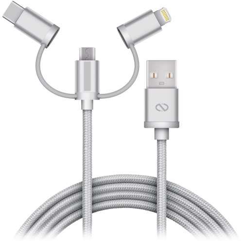 USB 3 in 1 Cell Phone Cable , With Exchanging Tips -Lightning + Type-C+Mirco-B